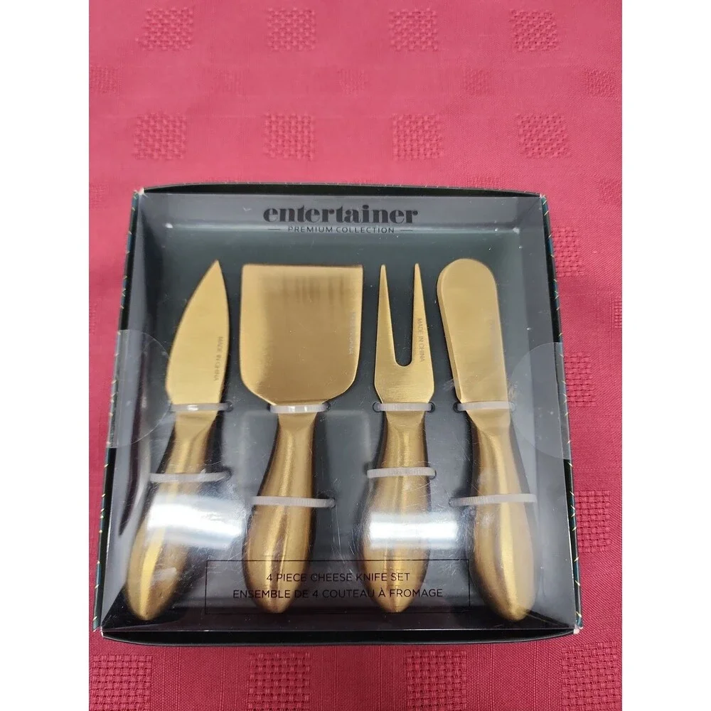 Entertainer Premium Collection Cheese Knife Set 4 Piece Brushed Gold New Sealed